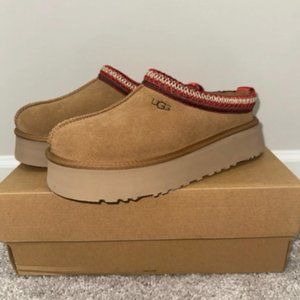 Brand New Women’s Size 8 Ugg Tazz Chestnut Platform Suede Slippers